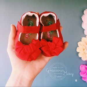 Gracious May Baby Girl Shoes size 3 Red Silk Dress